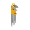 Набор ключей имбусовых Tamper-Torx 9шт ТТ10-ТТ50 закаленные удлиненные никель Kranz KR-12-5221 1788649 - фото 16748222