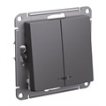 Выключатель 2-кл. AtlasDesign (сх. 5а) 10AX с подсветкой механизм базальт SE ATN001453 1742037 - фото 16748385