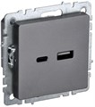 Розетка BRITE USB A+C 18Вт РЮ11-1-БрС механизм сталь IEK BR-U22-018-K46 1679776 - фото 16748645