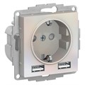 Розетка 1-м СП AtlasDesign 16А IP20 с 2-мя заряд. устройствами USB тип A+A 5В/2.4А 2х5В/1.2А механизм жемчуж. SE ATN000430 1340079 - фото 16749406