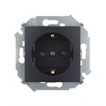 Розетка с заземлением 2P+E с защ. шторками 16А 250В винт. зажим графит Simon 1591443-038 501038 - фото 16749566