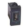 Розетка USB Mosaic 1мод. 1.1А 230/5В антрацит Leg BTC L4285C1 1230048 - фото 16749585