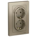 Розетка 2-м СП AtlasDesign 16А IP20 с заземл. в сборе шампань SE ATN000524 1240317 - фото 16749774