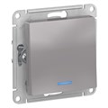 Выключатель 1-кл. СП AtlasDesign 10А IP20 (сх. 1а) 10AX с подсветкой механизм алюм. SE ATN000313 1240227 - фото 16749794