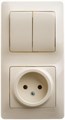 Блок комбинированный Glossa (розетка + 2-кл. выкл.) беж. SE GSL000272 400537 - фото 16750312