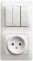 Блок комбинированный Glossa (розетка + 3-кл. выкл.) бел. SE GSL000176 400533 - фото 16750314