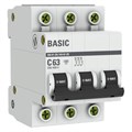 Выключатель автоматический модульный 3п C 63А 4.5кА ВА 47-29 Basic EKF mcb4729-3-63C 248332 - фото 16750733
