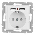 Розетка Accent 6-410-01М P+E Schuko со шторками 16А-250В + 2хUSB IP20 СУ бел. матов. Intro Б0063691 1931522 - фото 16751906