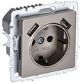 Розетка BRITE РЮш10-1-БрШ 16А с USB A+A 2.1А с заземл. защ. шторки механизм шампань IEK BR-R14-16-U21-D21-K37 1679760 - фото 16752673