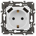 Розетка 16А 250В 2P+E с 2хUSB 5В-3А защ. шторки Elegance бел. 14-4109-01 ЭРА Б0047867 1500540 - фото 16753153