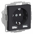Розетка 1-м СП AtlasDesign 16А IP20 с 2-мя заряд. устройствами USB тип A+A 5В/2.4А 2х5В/1.2А механизм карбон SE ATN001030 1340085 - фото 16753450