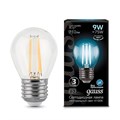 Лампа светодиодная филаментная Black Filament 9Вт P45 шар 4100К нейтр. бел. E27 710лм GAUSS 105802209 503380 - фото 16753620