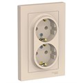 Розетка 2-м СП AtlasDesign 16А IP20 с заземл. в сборе беж. SE ATN000224 1240188 - фото 16753847