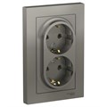 Розетка 2-м СП AtlasDesign 16А IP20 с заземл. в сборе сталь SE ATN000924 1240489 - фото 16753858
