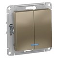 Выключатель 2-кл. СП AtlasDesign 10А IP20 (сх. 5а) 10AX с подсветкой механизм шампань SE ATN000553 1240334 - фото 16753866