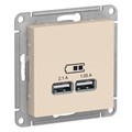 Розетка USB AtlasDesign тип A+A 5В 1х2.1А 2х1.05А механизм беж. SE ATN000233 1240192 - фото 16753888