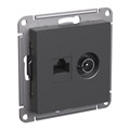 Розетка компьютерная + телевизионная 2-м AtlasDesign RJ45 кат.5E базальт SE ATN001489 1742047 - фото 16756392