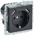 Розетка BRITE РЮш10-2-БрЧ 16А с USB A+A 3.1А с заземл. защ. шторки механизм черн. IEK BR-R14-16-U21-D31-K02 1679797 - фото 16756663