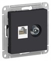 Розетка компьютерная + телевизионная 2-м AtlasDesign RJ45 кат.5E + TV механизм карбон SE ATN001089 1240558 - фото 16757807