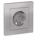 Розетка 1-м СП AtlasDesign 16А IP20 с заземл. защ. шторки в сборе алюм. SE ATN000344 1240241 - фото 16757812