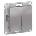 Выключатель 2-кл. СП AtlasDesign 10А IP20 (сх. 5а) 10AX с подсветкой механизм алюм. SE ATN000353 1240248 - фото 16757834