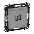 Устройство зарядное Valena Life с 2-мя USB-разъемами 240В/5В 1500мА с лиц. панелью алюм. Leg 753612 414156 - фото 16758226