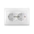 Розетка 2-м СП Севиль 16А IP24 с заземл. защ. шторки бел. UNIVersal С0050 385129 - фото 16758385