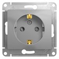 Розетка 1-м СП Glossa 16А IP20 с заземл. защ. шторки механизм алюм. SE GSL000345 1063748 - фото 16758591