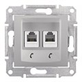 Розетка телефонная 2-м СП Sedna RJ11 механизм алюм. SchE SDN4201160 211829 - фото 16759131