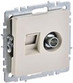 Розетка компьютерная + телевизионная 2-м Brite РТВ/РК12-БрКр RJ45 кат.5E + TV механизм беж. IEK BR-AK20-1-K10 1617397 - фото 16759568