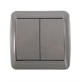 Выключатель 2-кл. ОП Клио 10А IP44 сер. UNIVersal К2223-Gr 1842704 - фото 16760214