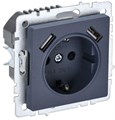 Розетка BRITE РЮш10-1-БрМ 16А с USB A+A 2.1А с заземл. защ. шторки механизм маренго IEK BR-R14-16-U21-D21-K35 1679784 - фото 16760764