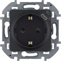 Розетка 1-м СП Inspiria 16А IP20 250В 2P+E немецк. стандарт с заряд. устройством USB тип C 1.5А 5В механизм антрацит Leg 673773 1445264 - фото 16761310