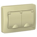 Розетка 2-м СП Blanca 16А IP44 250В с заземл. защ. шторки с крышкой беж. SE BLNRS441127 520092 - фото 16761848