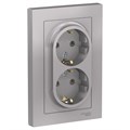 Розетка 2-м СП AtlasDesign 16А IP20 с заземл. в сборе алюм. SE ATN000324 1240231 - фото 16761940