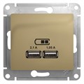 Розетка USB 2-м СП Glossa тип A+A 5В/2100мА 2х5В/1050мА механизм титан SE GSL000433 504572 - фото 16761992
