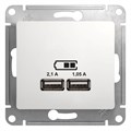 Розетка USB 2-м СП Glossa тип A+A 5В/2.1А 2х5В/1.05А механизм бел. SE GSL000133 504569 - фото 16761993