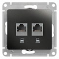 Розетка компьютерная 2-м Glossa RJ45 кат.5E механизм антрацит SE GSL000785KK 463572 - фото 16762164