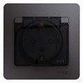 Розетка 1-м СП Glossa 16А IP44 250В с заземл. защ. шторки с крышкой в сборе графит SE GSL001348 454438 - фото 16762198