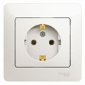 Розетка 1-м СП Glossa 16А IP20 с заземл. в сборе перламутр. SE GSL000642 1180341 - фото 16762318