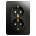 Розетка 2-м Glossa 16А с заземл. защ. шторки в сборе антрацит SE GSL000726 400341 - фото 16762423