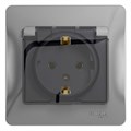 Розетка 1-м СП Glossa 16А IP20 с заземл. защ. шторки с крышкой в сборе алюм. SE GSL000346 1063749 - фото 16762685