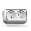 Розетка 2-м ОП Валентина РА10-382 10А IP20 бел./зол. Кунцево 5417 84157 - фото 16763541