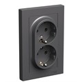 Розетка двойная AtlasDesign с заземл. 16А в сборе базальт SE ATN001424 1741192 - фото 16764506