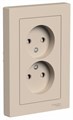 Розетка 2-м. AtlasDesign 16А без заземл. со шторками в сборе песочн. SE ATN001222 1712756 - фото 16764706