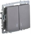 Выключатель 2-кл. СП BRITE ВС10-2-1-БрС 10А с индик. механизм сталь IEK BR-V20-1-10-K46 1623722 - фото 16764952