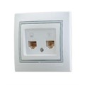 Розетка компьютерная + телефонная 2-м СП Mira RJ45 + RJ11 IP20 с сер. вставкой бел. LEZARD 701-0215-143 212645 - фото 16767260