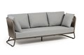 "Багамы" диван 3-местный плетеный из роупа, каркас алюминий бежево-серый (RAL7006) муар, роуп серо-коричневый 23мм, ткань светло-серая BAG-S-3-001 RAL7006 Mua S-G-brown(H-gray) - фото 16771194