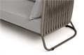 "Багамы" диван 3-местный плетеный из роупа, каркас алюминий бежево-серый (RAL7006) муар, роуп серо-коричневый 23мм, ткань светло-серая BAG-S-3-001 RAL7006 Mua S-G-brown(H-gray) - фото 16771197