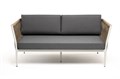 "Касабланка" диван 2-местный плетеный из роупа, каркас алюминий светло-серый (RAL7035) муар, роуп серо-коричневый 23мм, ткань серая 017 KAS-S-2-001 RAL7035 Mua G-brown(gray017) - фото 16771863